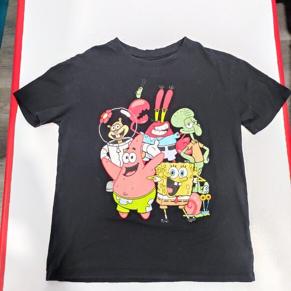 SpongeBob Squarepants T-shirt black graphic design men's size XS - Picture 1 of 8